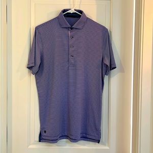 Greyson Mens Polo, Dark Purple/Lavender Stripe, Size Small